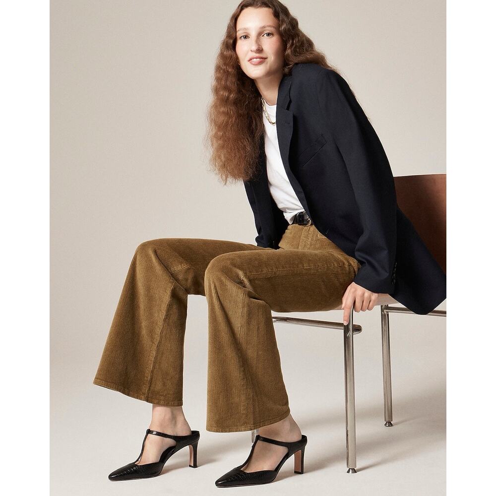 J. Crew Womens Wide Leg Corduroy Pants 28 High Rise Preppy Citycore Academia